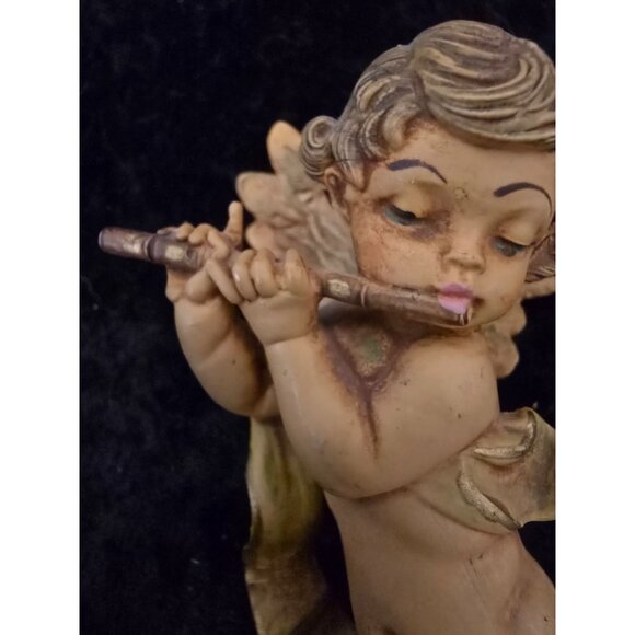 5" Cherub Angel Figurines Vintage Depose Italy Fontanini Playing Flute Mandolin - Picture 4 of 13